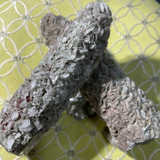 Crystals CANDLE QUARTZ 2 points w/calcite. 4” and 3.5” unique gifts