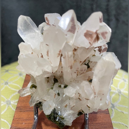 COPY - RAW NATURAL QUARTZ CLUSTER W- EPIDOTE &PYRITE SPECIAL SPECIMEN 2.5”x2.5”
