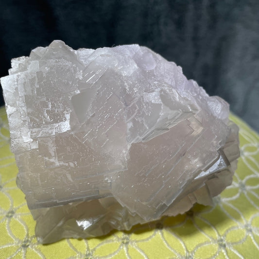 GENUINE FLUORITE / “step” structure cubicle formation- translucent purple/green