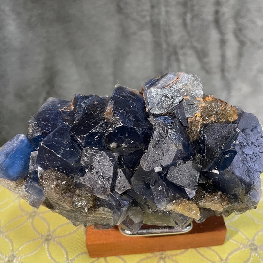 Raw crystal FLUORITE DEEP BLUE CUBIC FORMATION FLUORITE! W- PYRITE!! 4”x3”x2.5”