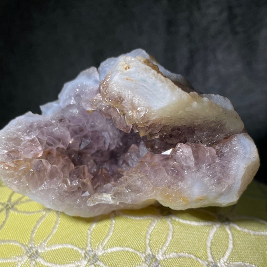 Beautiful amethyst geode with a small cave Purple and some pink color 3.5”x2.5”