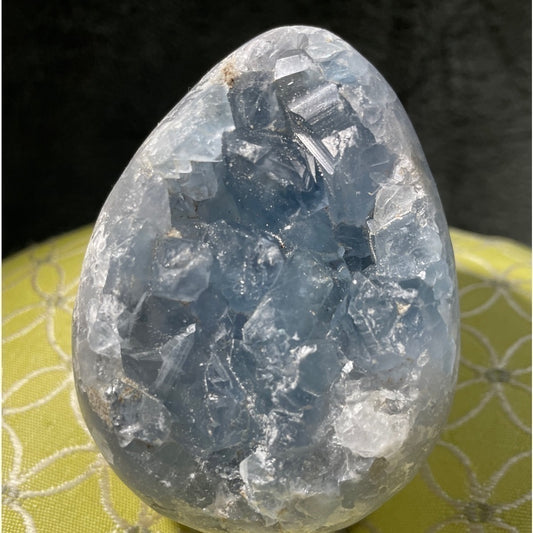 Raw crystal cluster - Blue Celestite “egg” shape- perfect Easter gift 4”tall 3”