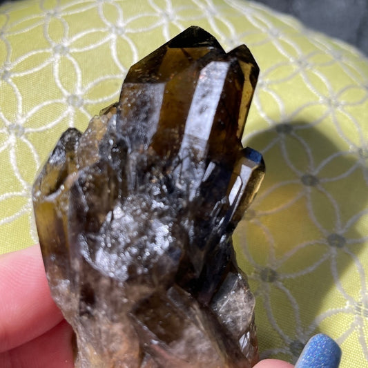 Raw crystal- Smokey quartz perfect point cluster 3” point Smokey translucent