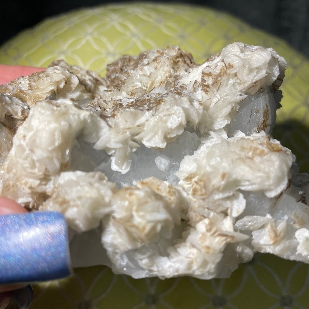 Genuine Crystal cluster- feather calcite 5”x4” peace and calming colors!