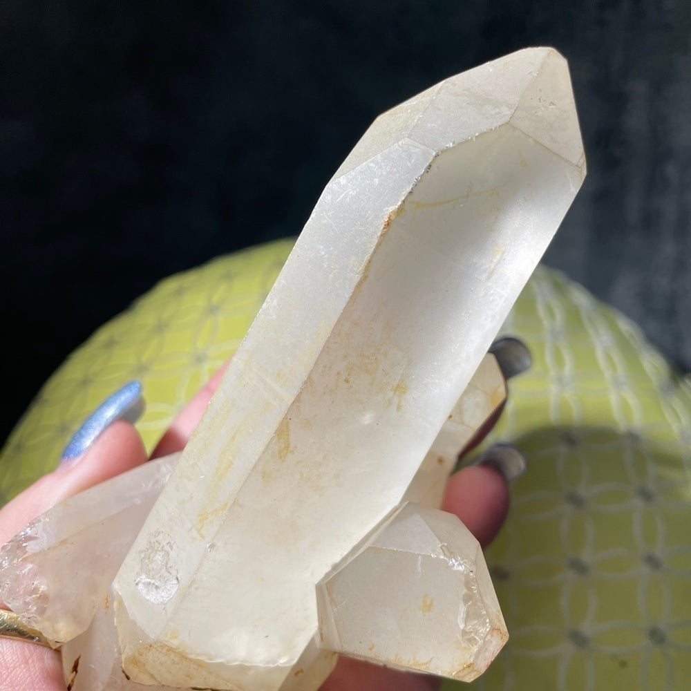 Crystal quartz cluster- rainbow- natural- clear quartz- yellow quartz 3 points-