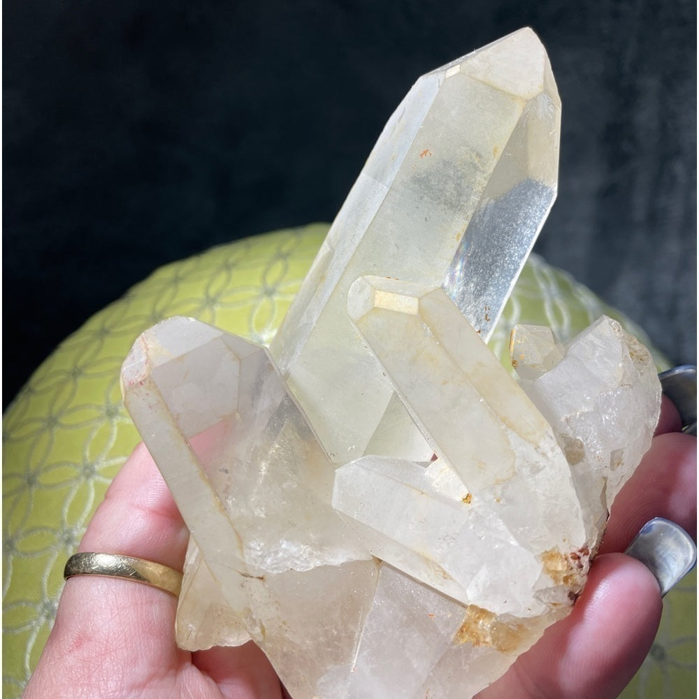 Crystal quartz cluster- rainbow- natural- clear quartz- yellow quartz 3 points-