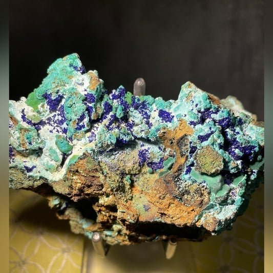 Raw crystal and minerals-azurite and chrysocolla 5”x3”x2”
