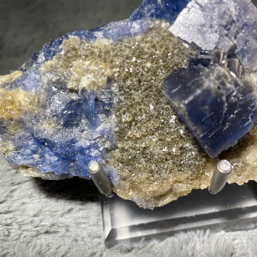 Raw crystal- BLUE FLUORITE CUBES WITH NATURAL PYRITE