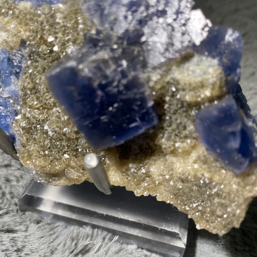 Raw crystal- BLUE FLUORITE CUBES WITH NATURAL PYRITE