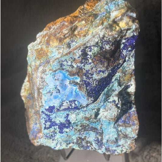 Raw crystal- mineral- chrysocolla LARGE.            5”x4”x2.5” w/ AZURITE