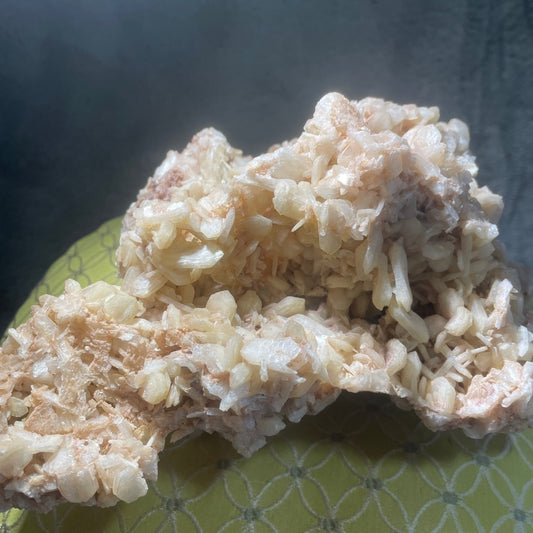 XL 9”x6”x5” CLUSTER PADDLE CALCITE AND STILBITE CRYSTAL PEACH AND CREAM COLORS