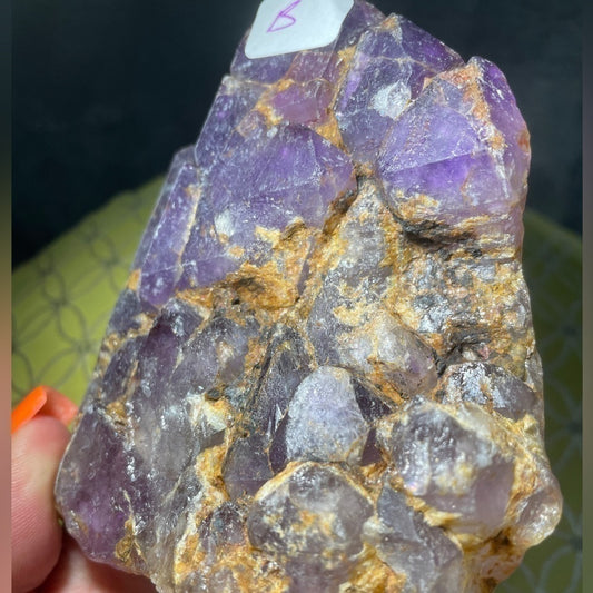 RAW CRYSTAL- AMETHYST from MADAGASCAR CL TEETH extra CHUNKY NATURAL GOLD ACCENT