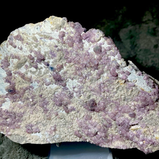 Raw crystal cluster- XL PURPL FLUORITE SUGAR CALCITE, lav purple, cubes UV 6”x5”