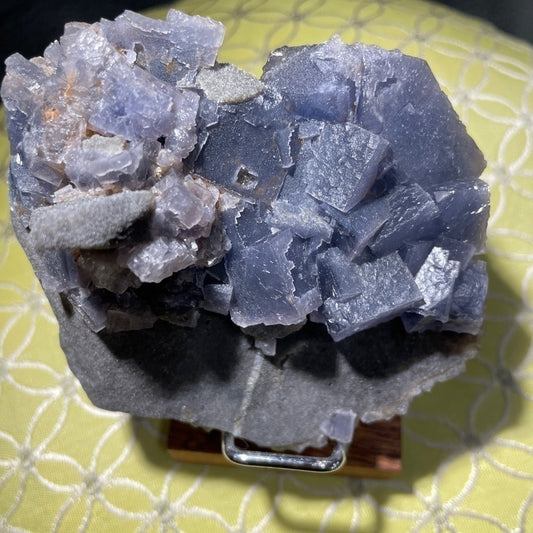 Raw crystal- blue grey fluorite 3.5”x3”! Unique color- cleanse and purify