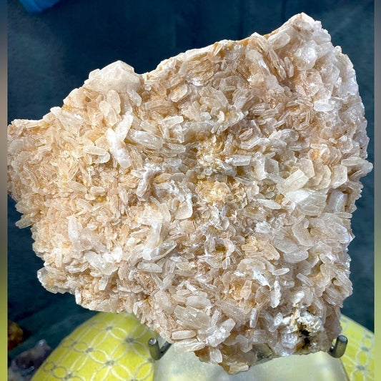 XL PINK ZEOLITE AND CALCITE CRYSTAL CLUSTER 6”x6”x1.5” statement piece