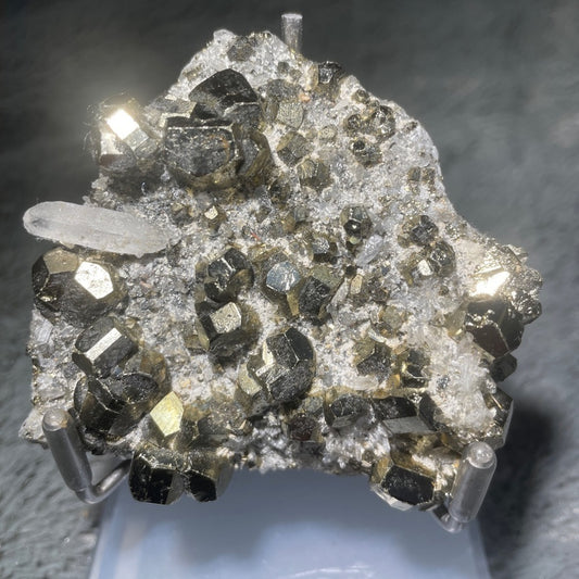 Raw crystal cluster- Pyrite w/ quartz point.      3”x3” healing energy- cubes