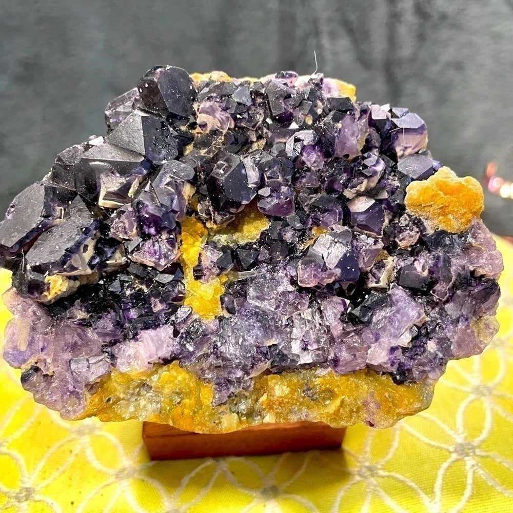perfect moms gift- Yellow sphalerite w/purple fluorite- peace giving gemstone