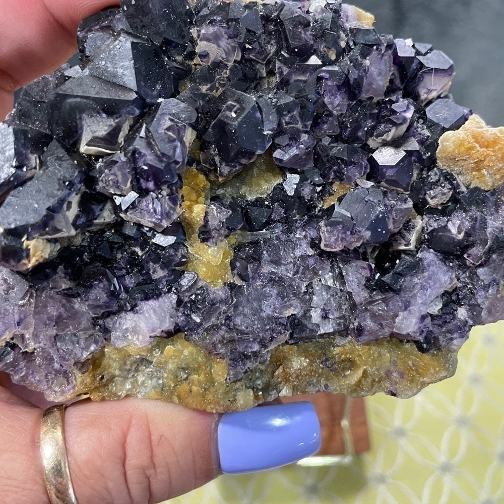 perfect moms gift- Yellow sphalerite w/purple fluorite- peace giving gemstone