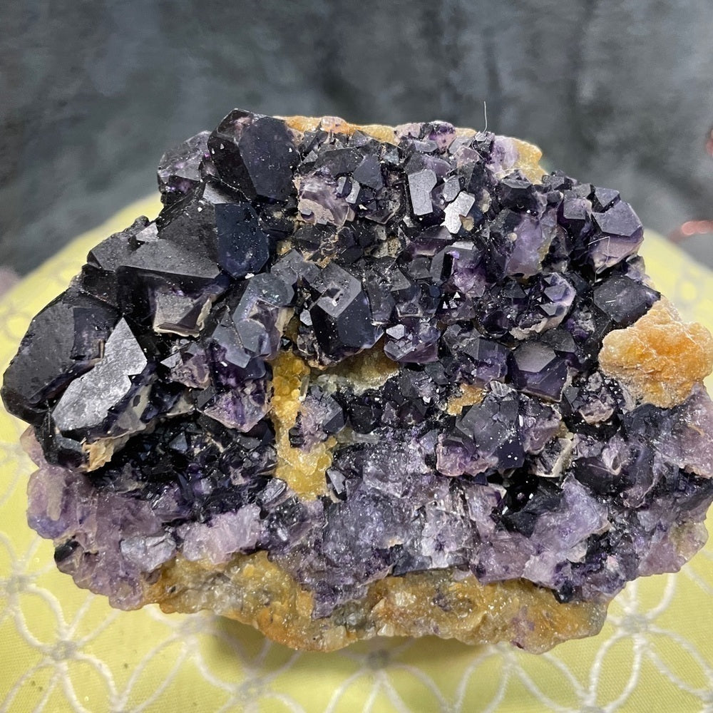 perfect moms gift- Yellow sphalerite w/purple fluorite- peace giving gemstone