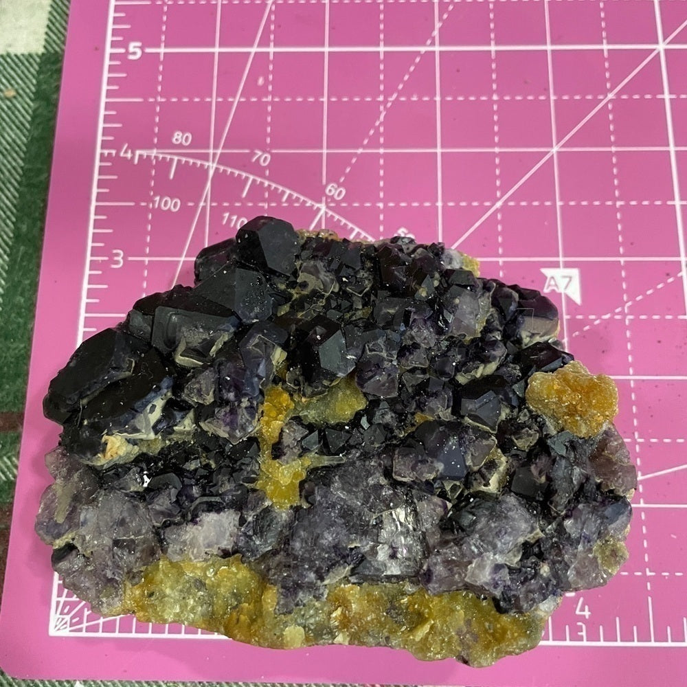 perfect moms gift- Yellow sphalerite w/purple fluorite- peace giving gemstone
