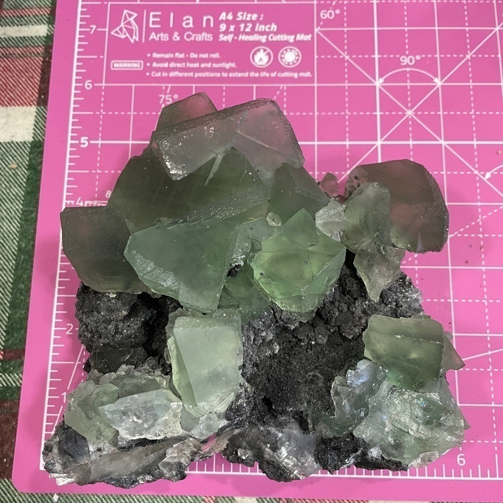 XTRA CHUNKY GREEN FLUORITE CRYSTAL CLUSTER - All about the 1-2” cubes 6”x5”x4”