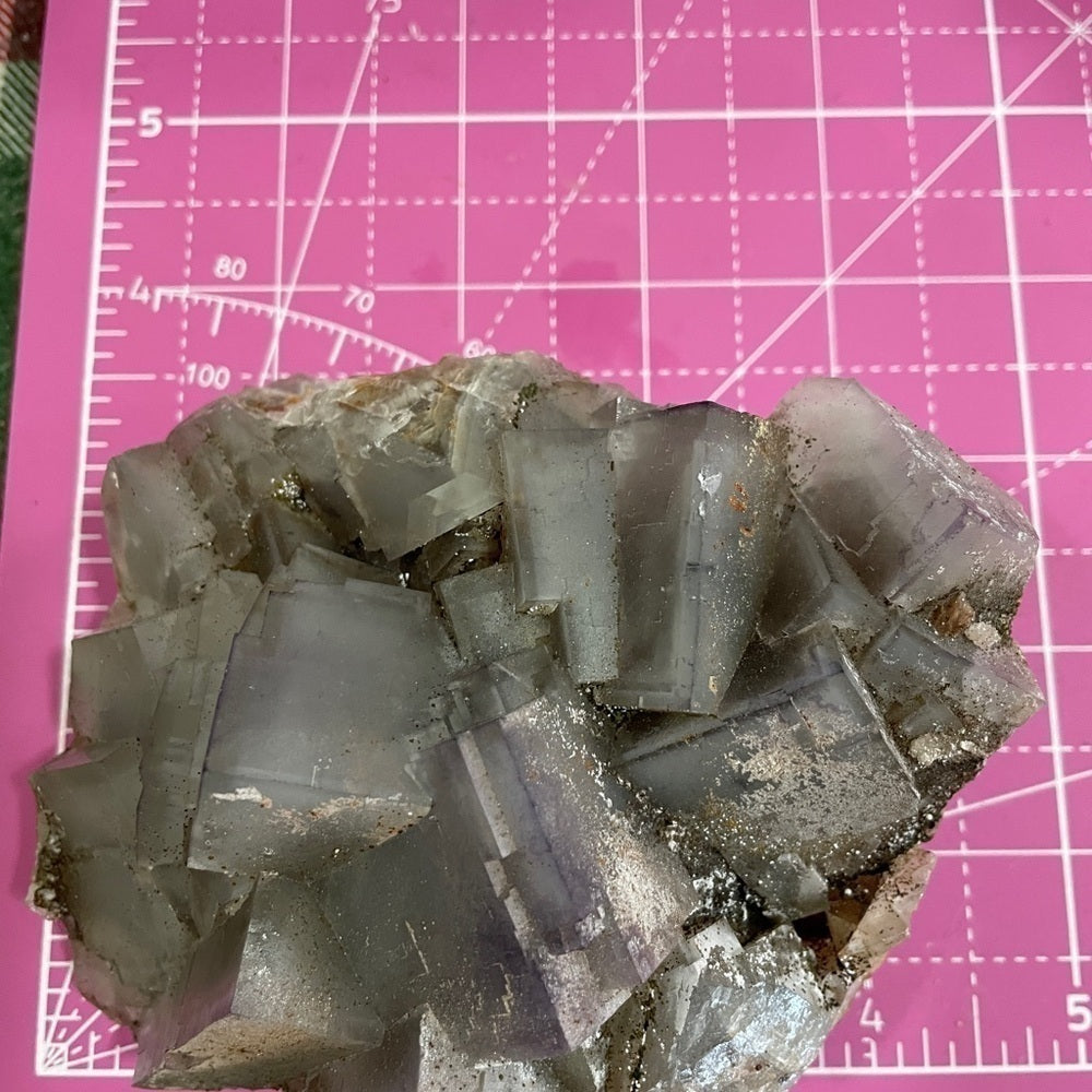 WINDOWS IN WINDOWS FLUORITE? Amazing grey/purple fluorite TRANSLUCENT CUBES