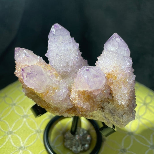 SPIRIT QUARTZ 5 points!! 3”x2” natural raw form crystal cluster pink, yellow..