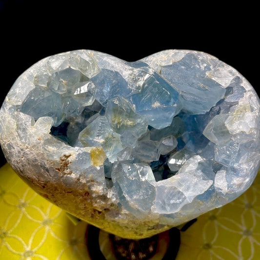 Easter gift Raw crystal cluster BLUE CELESTITE HEART ❤️ EXTRA CHUNKY 4”x3.5”x2”