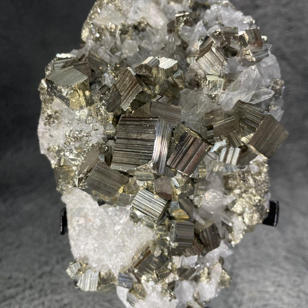 TOP QUALITY ALL NATURAL PYRITE & CLEAR QUARTZ CLUSTER XTRA CHUNKY GOLD-6”x4”x3”