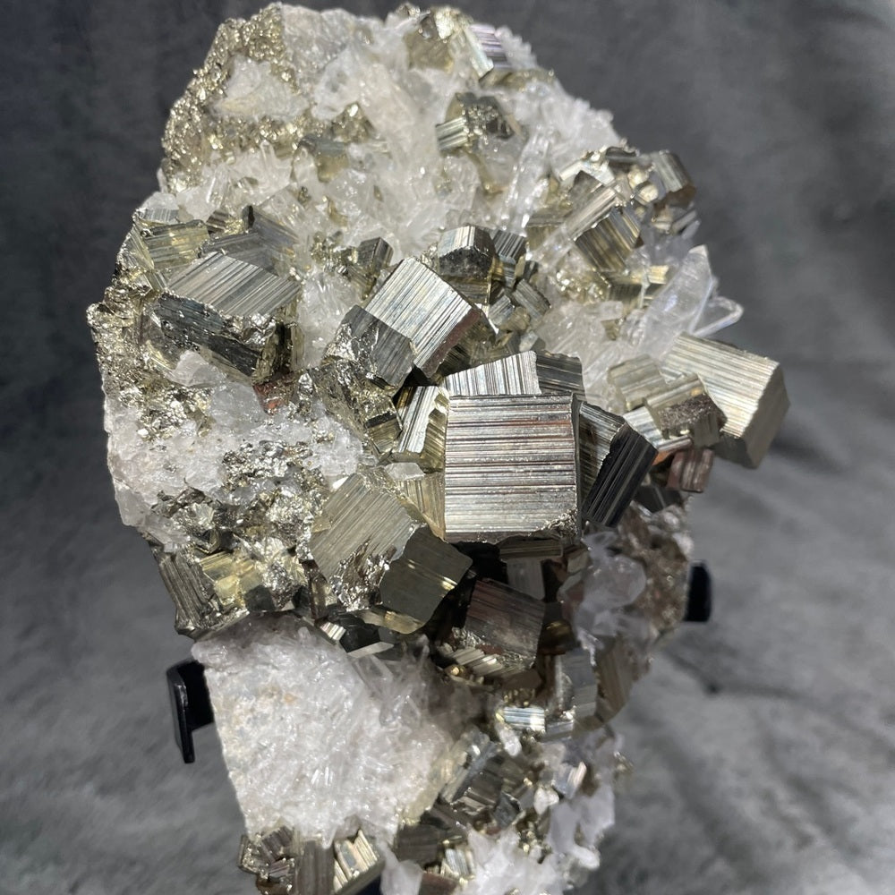 TOP QUALITY ALL NATURAL PYRITE & CLEAR QUARTZ CLUSTER XTRA CHUNKY GOLD-6”x4”x3”