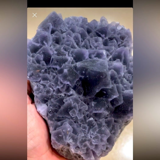 RAW PURPLE SUGAR FLUORITE-natural crystal cluster- chunky triangular 8”x7”