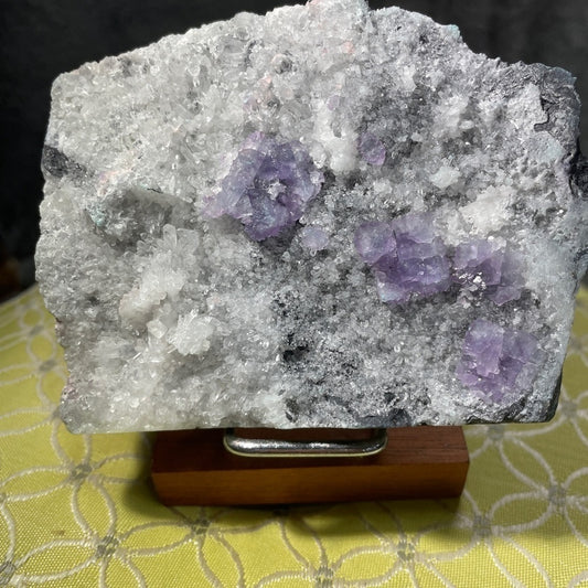 Clear quartz, sphalerite and purple fluorite 3”x3” all natural crystal GIFT IDEA