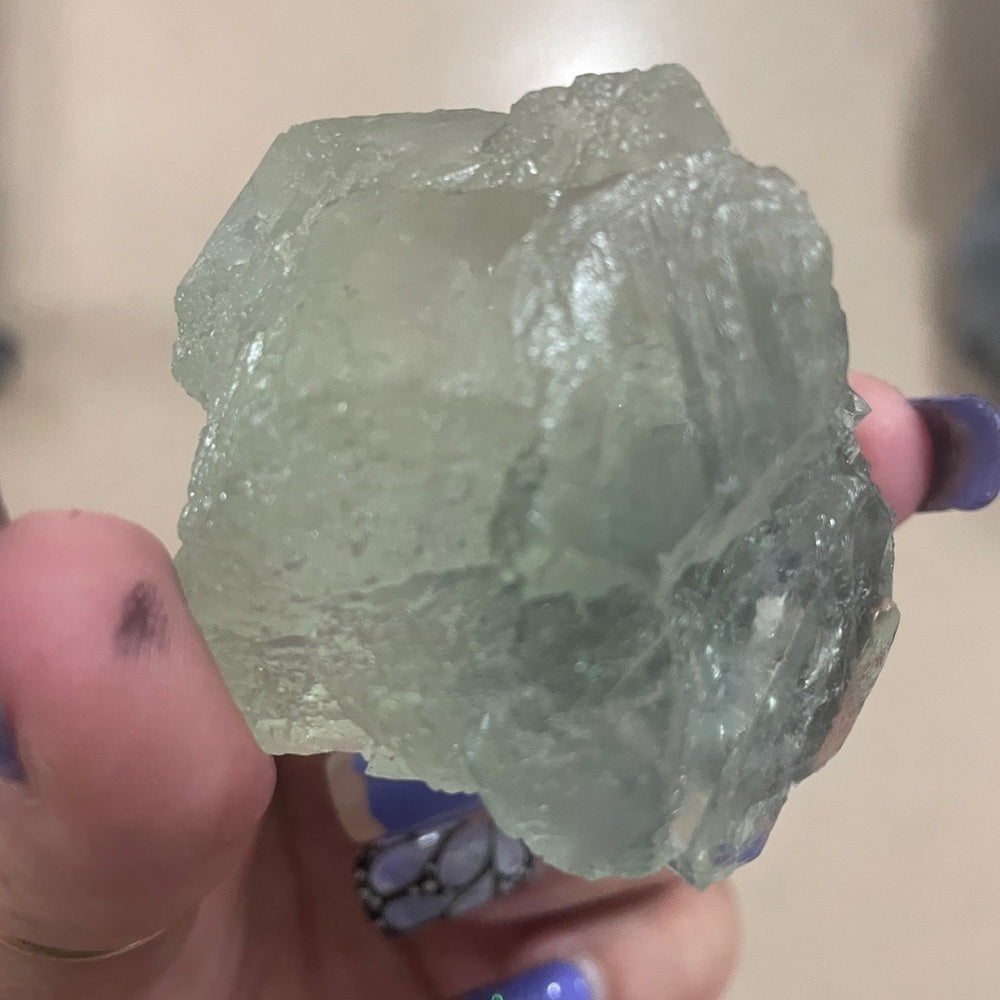 2.5” Green semi transparent fluorite no rock matrix- beautiful green