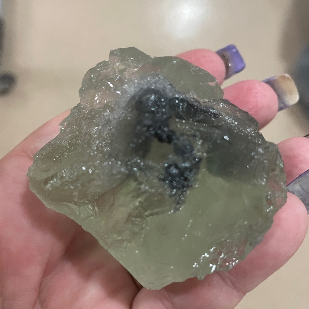 2.5” Green semi transparent fluorite no rock matrix- beautiful green