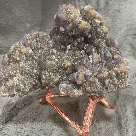 WOWZA- unique stunning purple fluorite gemstone smothered in gold pyrite 6”x4”x3