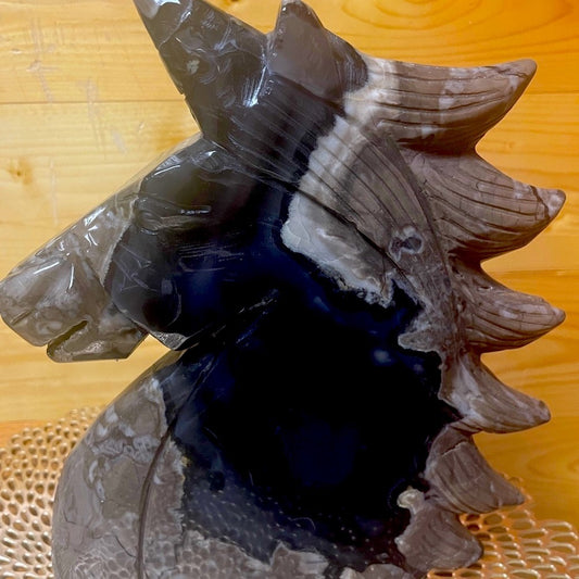 Exotic, Natural, Volcano Agate 3.3kg 6.5 LBs magical unicorn carving- strong UV