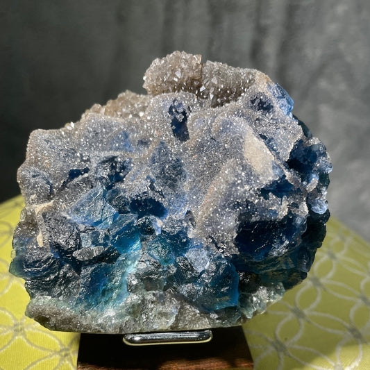 RAW NATURAL TEAL BLUE FLUORITE CUBIC FORMATION CRYSTAL/GEMSTONE 3”x3”