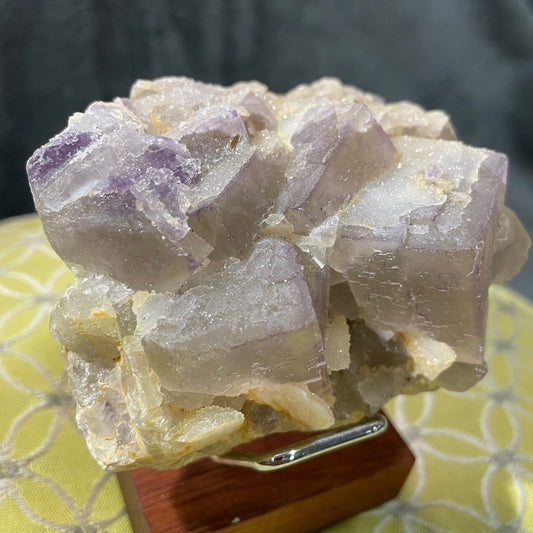 3” diameter XL CUBIC purple fluorite! Step formation! Gorgeous tan and purples