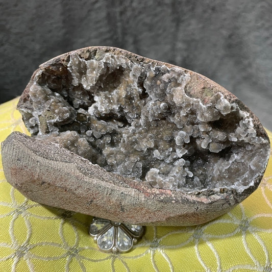 Super sparkle Crystal geode-5”x3” stunning gold and silver shine