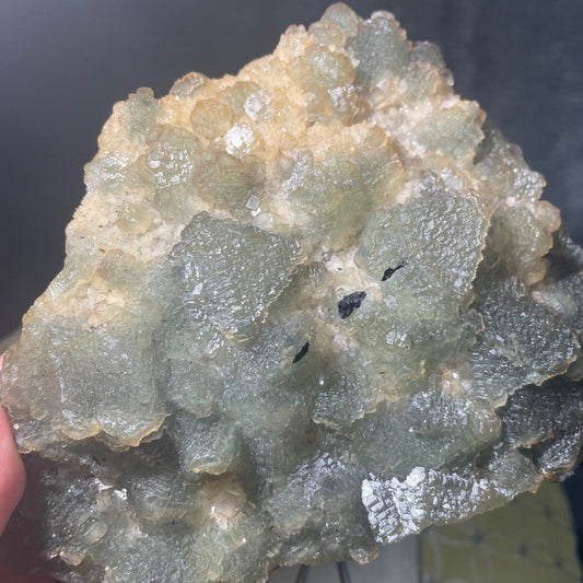 Candle quartz  - 2 sided- RARE- green fluorite with all pyrite side 6”x4.5”