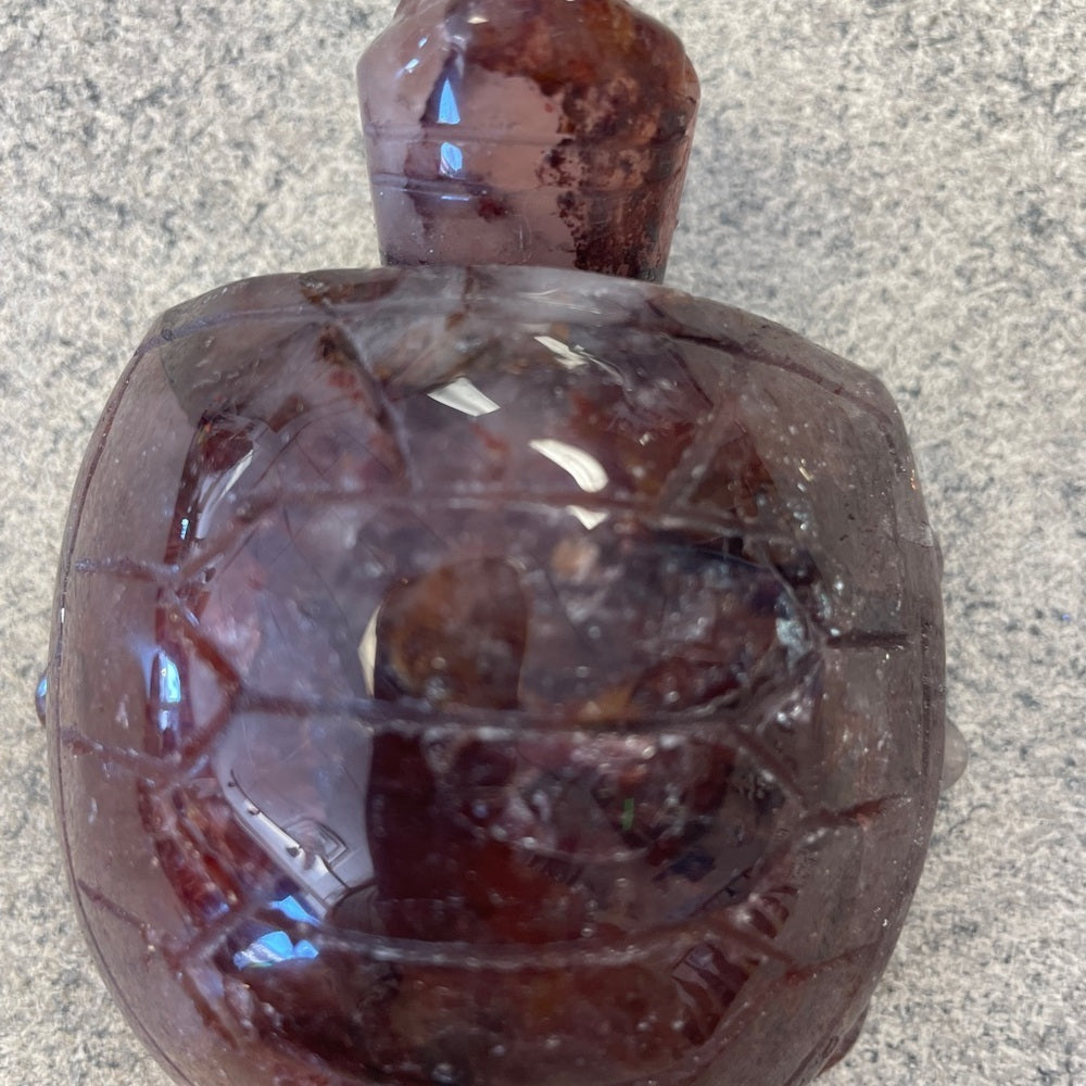 PERFECT PAIR NATURAL QUARTZ CARVED TURTLES! 1 FIRE QUARTZ 1 GOLDEN=2 BEAUTIFUL 🤩