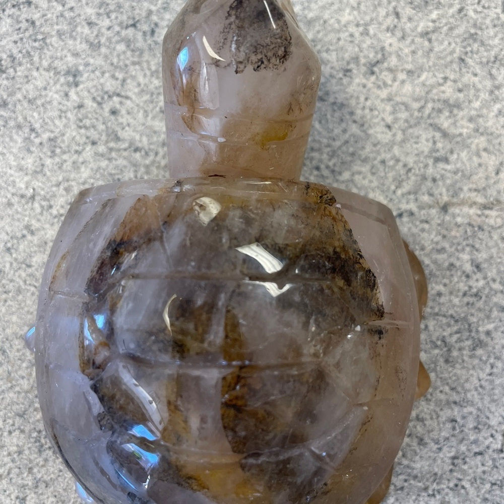 PERFECT PAIR NATURAL QUARTZ CARVED TURTLES! 1 FIRE QUARTZ 1 GOLDEN=2 BEAUTIFUL 🤩